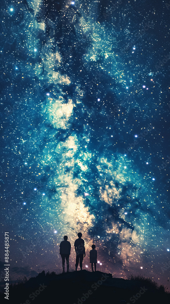People stand in the night sky.generative ai People stand in the night sky.generative ai