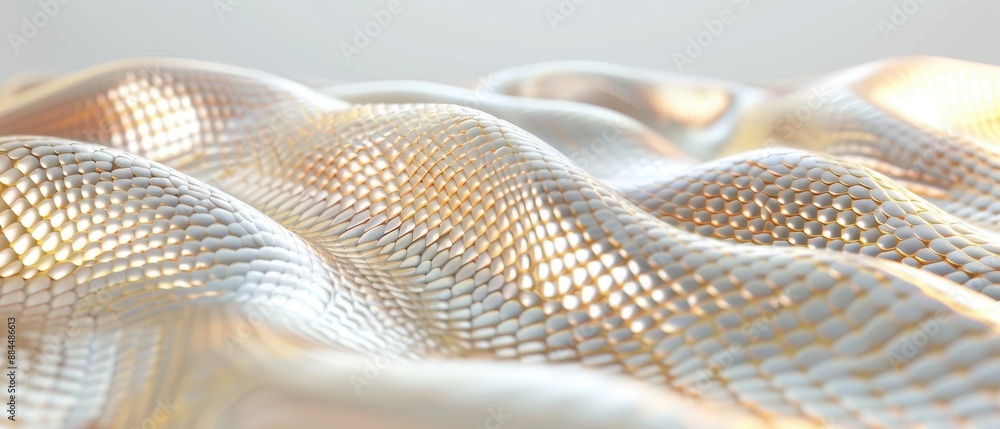 A white fabric with a pattern of squares and triangles A white fabric with a pattern of squares and triangles