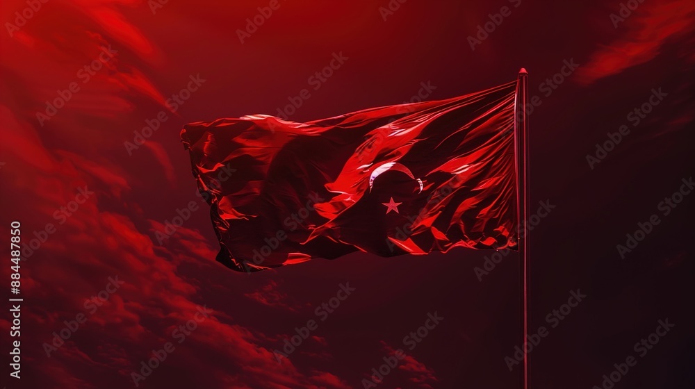 Illustration for Democracy and National Unity Day in Turkey with large Turkish flag in grungy style.illustration Illustration for Democracy and National Unity Day in Turkey with large Turkish flag in grungy style.illustration