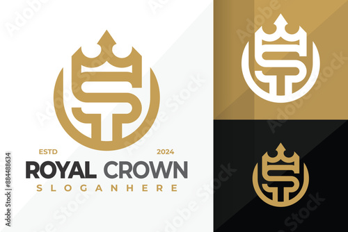 Elegant Letter S Crown Logo design vector symbol icon illustration photo