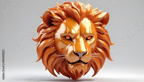 Orange Dutch lion head 3D illustration on light background for kingsday photo