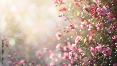 Flower filled spring background with space for text