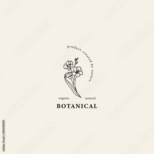 Line art forget-me-not flower logo