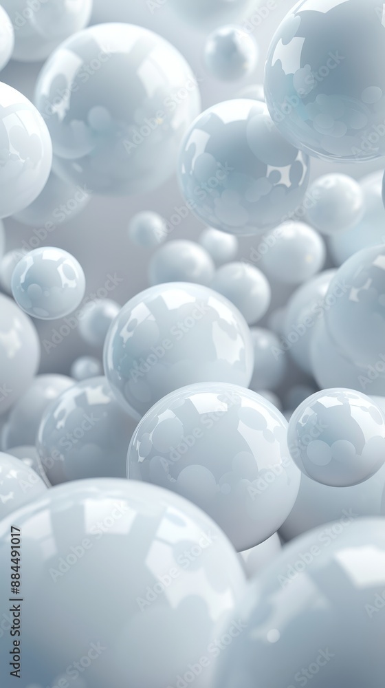 A bunch of white spheres are floating in the air A bunch of white spheres are floating in the air