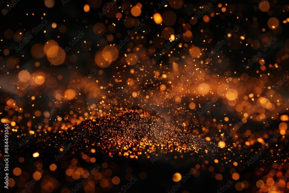 Fire embers particles over black background. Fire sparks background. Abstract dark glitter fire particles lights Fire embers particles over black background. Fire sparks background. Abstract dark glitter fire particles lights