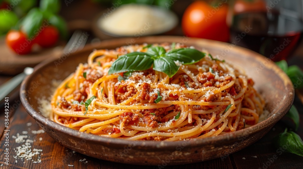 Delicious plate of spaghetti bolognese - generative ai Delicious plate of spaghetti bolognese - generative ai