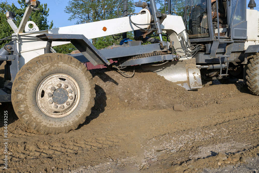 Road construction equipment. Road works concept Road construction equipment. Road works concept