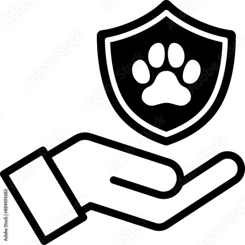 ペット保険のマークと手のアイコン（Pet insurance mark and hand icon）

