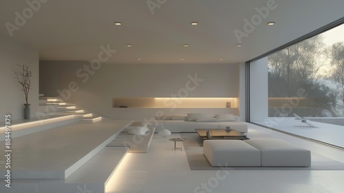 Modern minimalist living room, soft lighting © ting