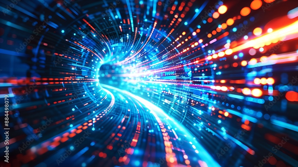 Obraz premium Futuristic tunnel of light and data representing high-speed connections and technology