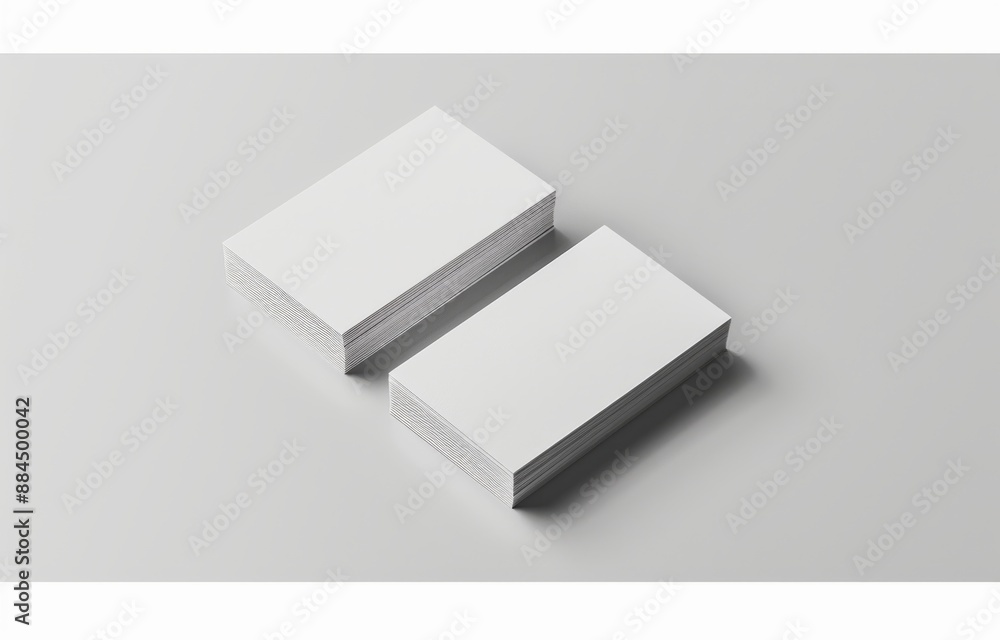 Top view mockup of two blank business cards on white background. Minimalist design template. Top view mockup of two blank business cards on white background. Minimalist design template.