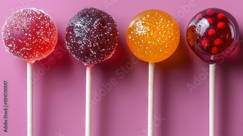  Lollipops stacked on a pink table