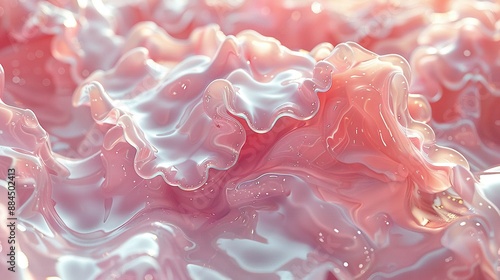  A pink and white liquid with swirly patterns on a pink background