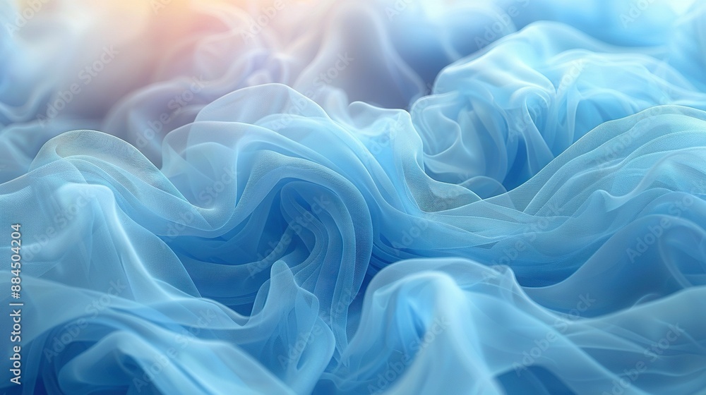 A clear photo of blue fabric with a bright light behind it and a blurred object in front A clear photo of blue fabric with a bright light behind it and a blurred object in front