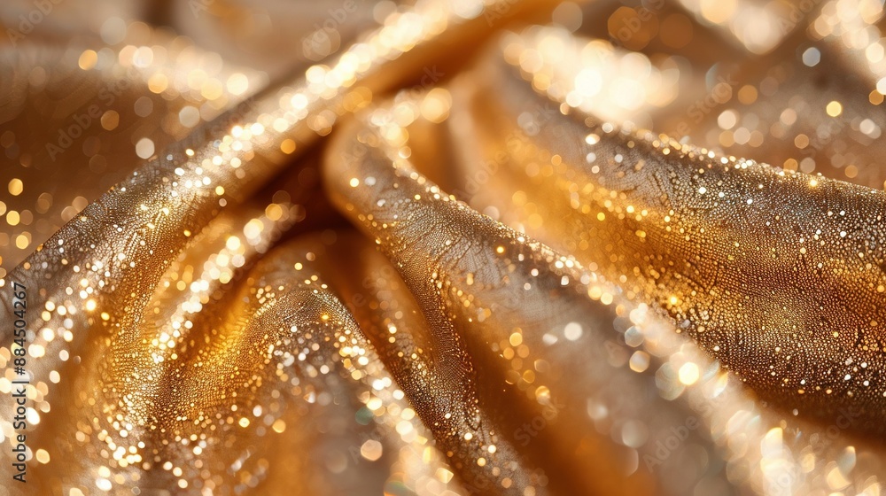 Gold fabric, zoomed in, with tiny water droplets Gold fabric, zoomed in, with tiny water droplets