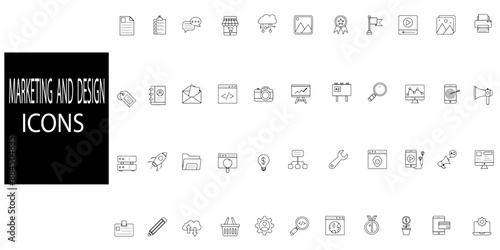 Machine learning simple concept 40 icons set. Contains such Learning Model, Data Analysis, Artificial Intelligence, Data Science, Algorithm, Neural Network.Vector illustration.