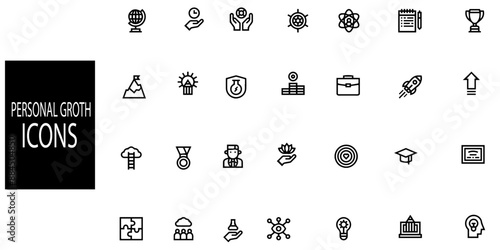 Personal groth simple concept 28 icons set.Vector illustration.