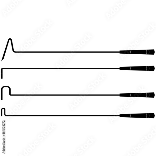 Snake hooks, reptile hooks detaillierte Vektordarstellung realistische Silhouette snake catcher