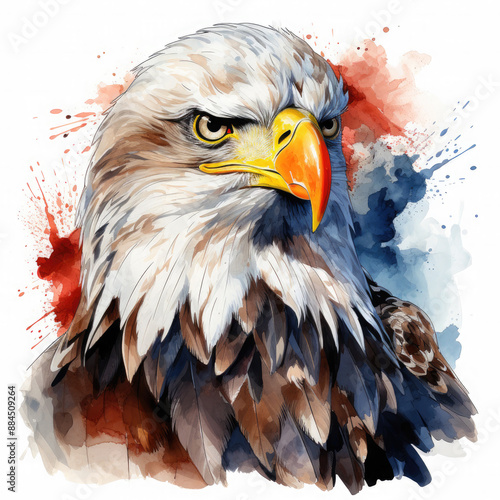 Watercolor Eagle Portrait, clipart Illustration, Generative Ai