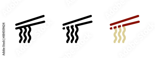 Chopstick with noodles icon. Japanese chop stick vector illustration. Wok symbol. Traditional Asian bamboo chopstick sign.