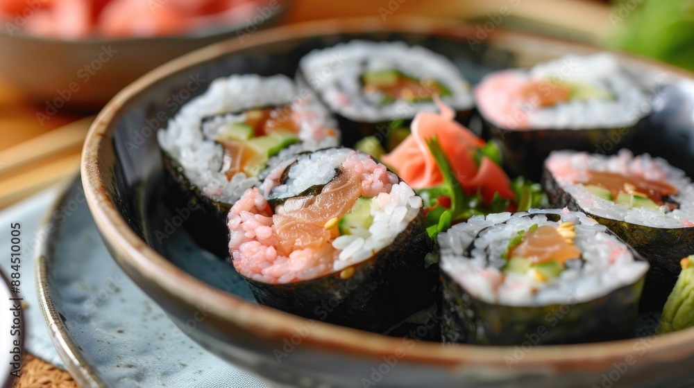 Japanese Cuisine Inarizushi and Tuna Roll Japanese Cuisine Inarizushi and Tuna Roll