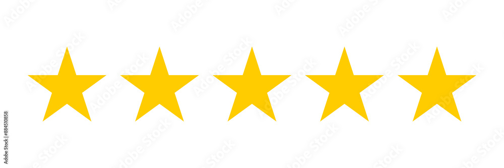 5 yellow stars. Five golden star vector icon 5 yellow stars. Five golden star vector icon