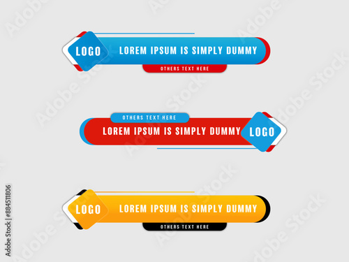 Modern Lower third banner Set of bundle vector template.