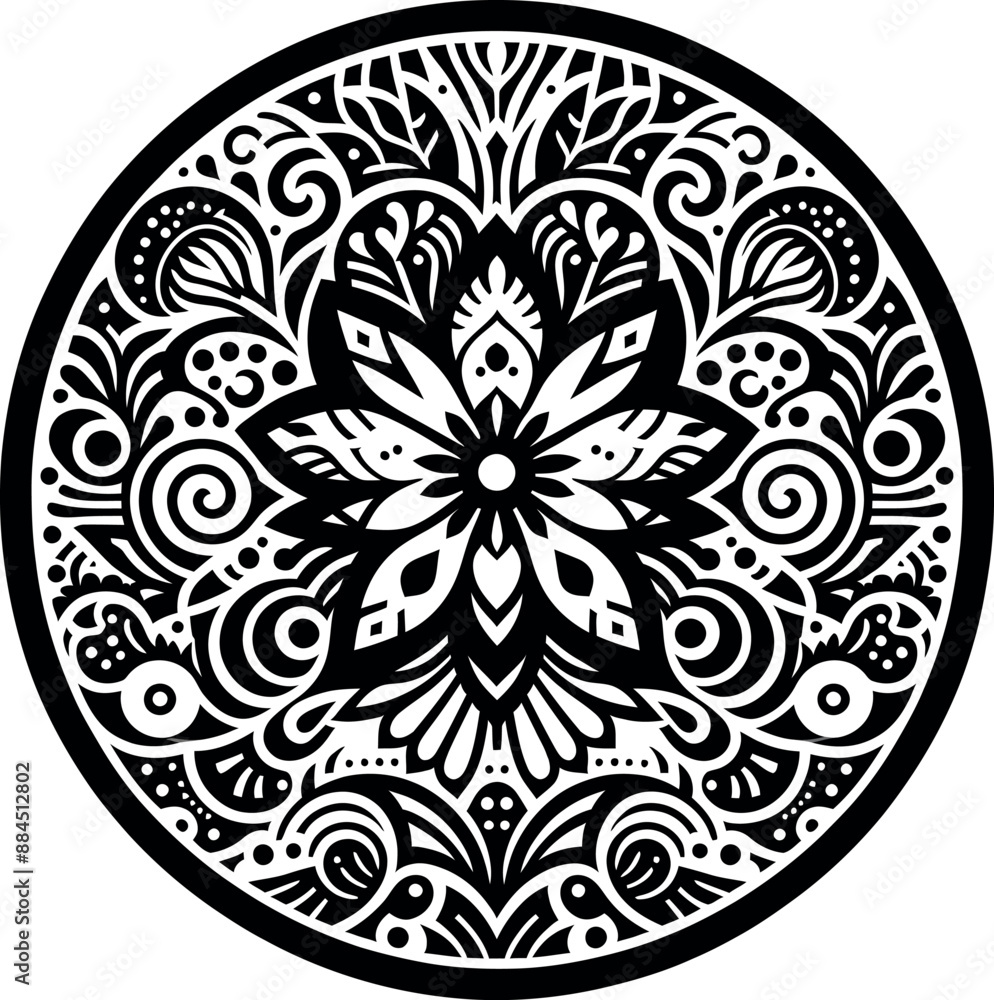 round geometrical shape decorative Floral design Silhouette Motif Pattern, round shape Flower design elements silhouette pattern black and white round geometrical shape decorative Floral design Silhouette Motif Pattern, round shape Flower design elements silhouette pattern black and white