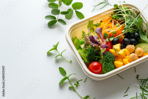 Healthy Lunch box, bowl, card background frame image