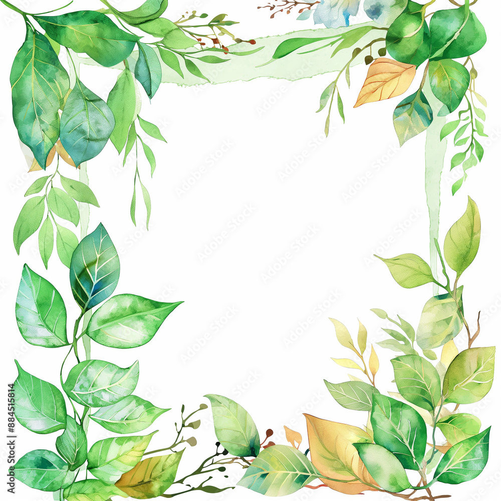 Fototapeta premium Watercolor floral post card background frame image