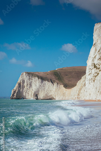 Konstfotografi Waves on the Jurassic Coast beach, Dorset, UK