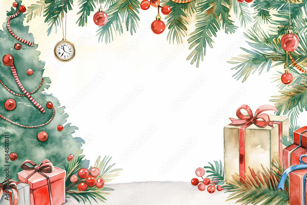 Watercolor Christmas card background frame image Watercolor Christmas card background frame image