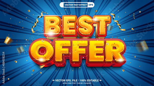 Best offer sale advertising editable 3d vector text style effect 