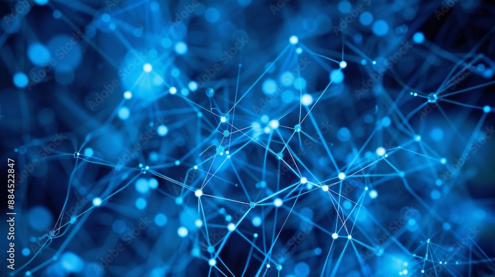 Blue dot network background, with interconnected nodes and lines Blue dot network background, with interconnected nodes and lines