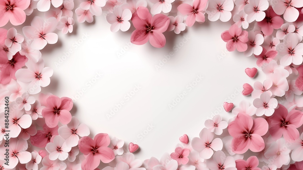Floral Heart-Shaped Frame with Pink and White Blossoms: Perfect for Romantic and Seasonal Designs Floral Heart-Shaped Frame with Pink and White Blossoms: Perfect for Romantic and Seasonal Designs