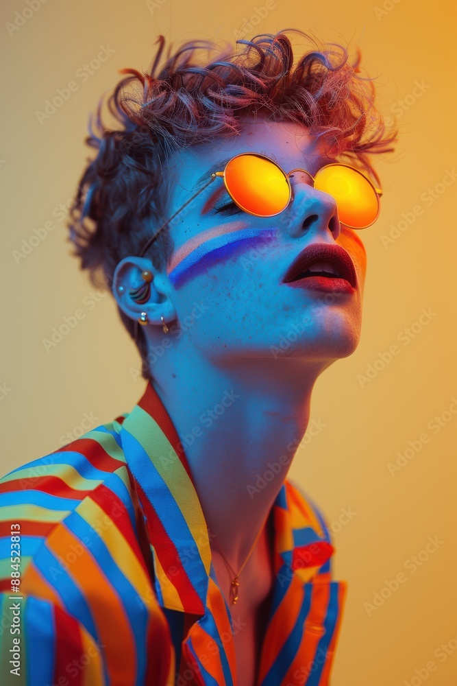 Neon Dreams: A Portrait in Optical Illusion Makeup