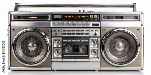 Vintage Boombox with Double Cassette Deck and Large Speakers, Cassette , Boombox , Vintage , Retro