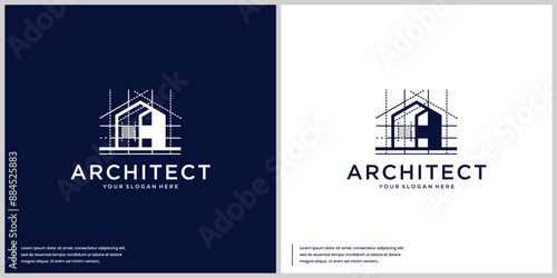 architect and home construction logo, remodeling and marketing, logo design vector.