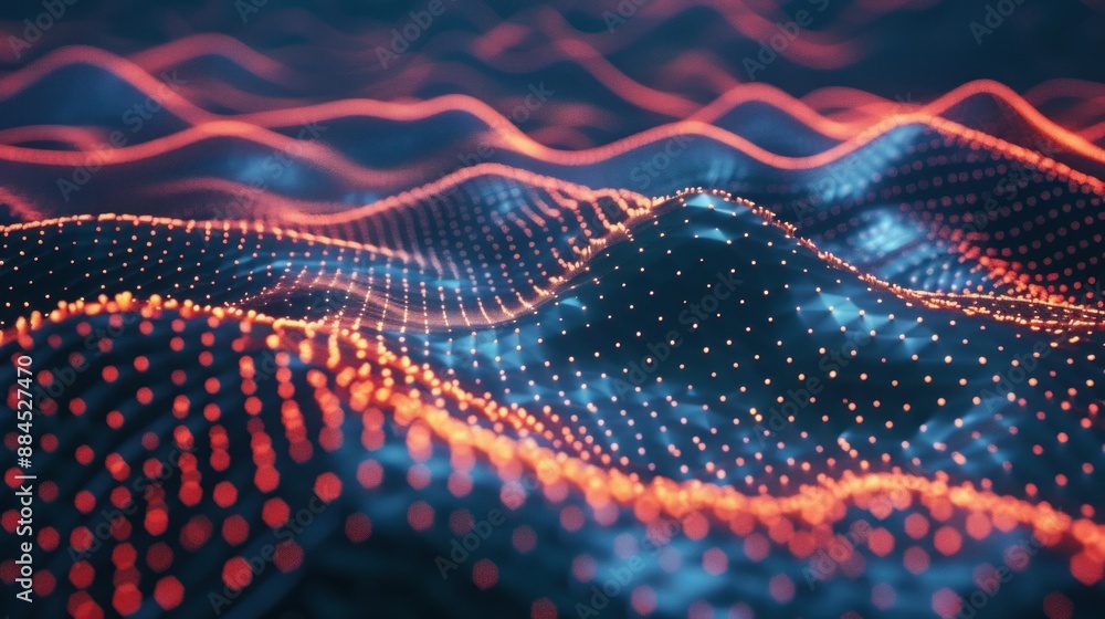 Abstract Digital Landscape with Glowing Points Abstract Digital Landscape with Glowing Points