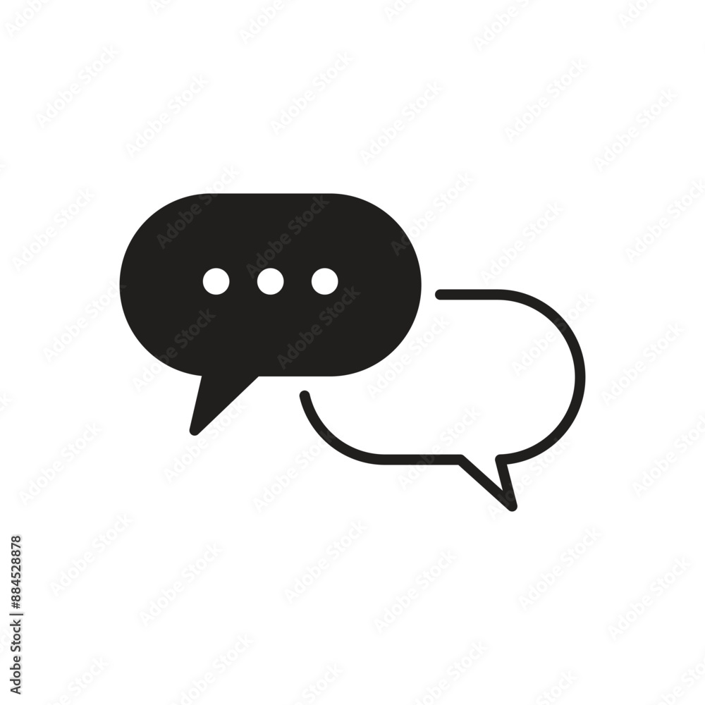 Chat bubbles icon vector speak box illustration and clipart, message conversation between two people, vector graphics, line art. Chat bubbles icon vector speak box illustration and clipart, message conversation between two people, vector graphics, line art.