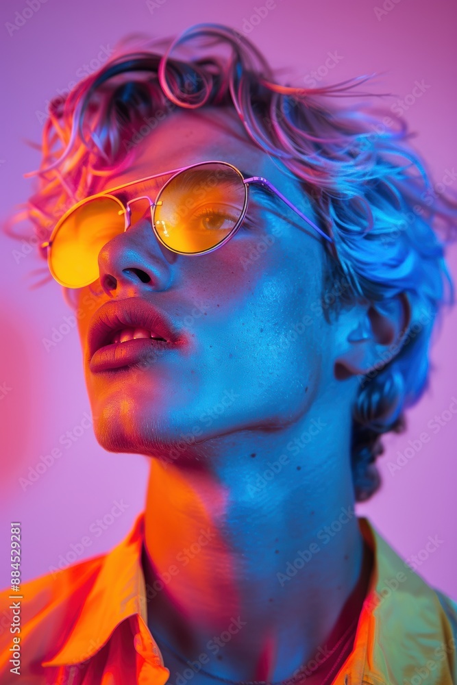 A Portrait of Neon Hues and Youthful Glow A Portrait of Neon Hues and Youthful Glow