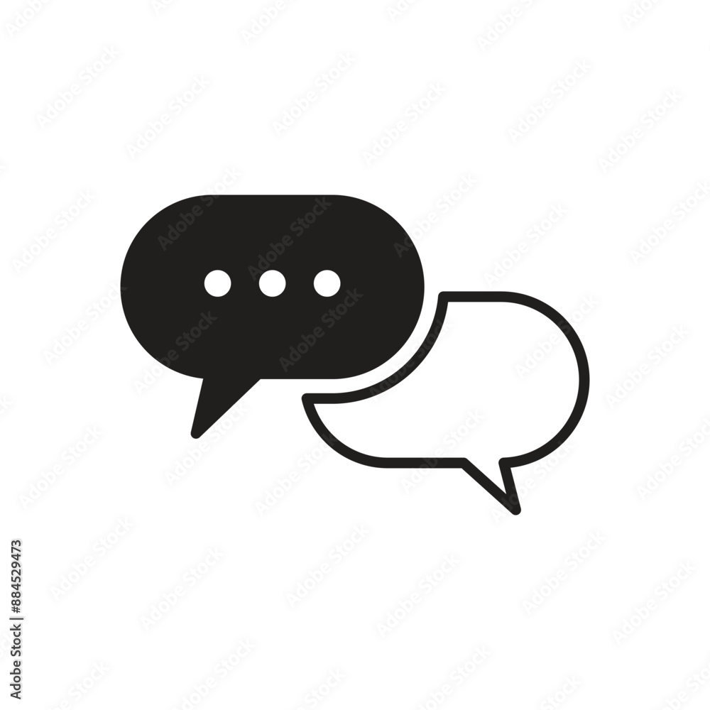 Chat bubbles icon vector speak box illustration and clipart, message conversation between two people, vector graphics, line art. Chat bubbles icon vector speak box illustration and clipart, message conversation between two people, vector graphics, line art.