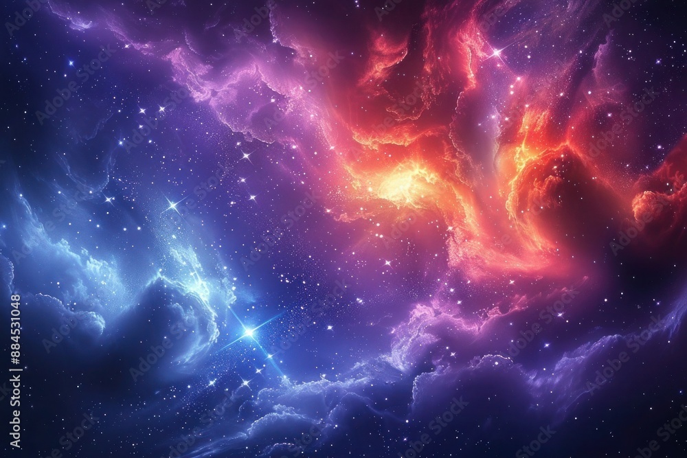 Fototapeta premium Colorful Nebula Galaxy: A Stunning Space Wallpaper with Supernova Night Stars - HD Cosmos and Astronomy Background