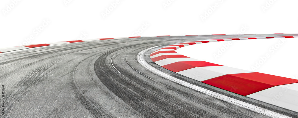 Obraz premium Race track with sharp curve and skid marks, cut out