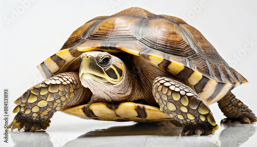 Cuora amboinensis turtle against a white background. photo