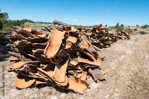 Pilha de cortiça aglomerada para aplicação industrial em Portugal photo