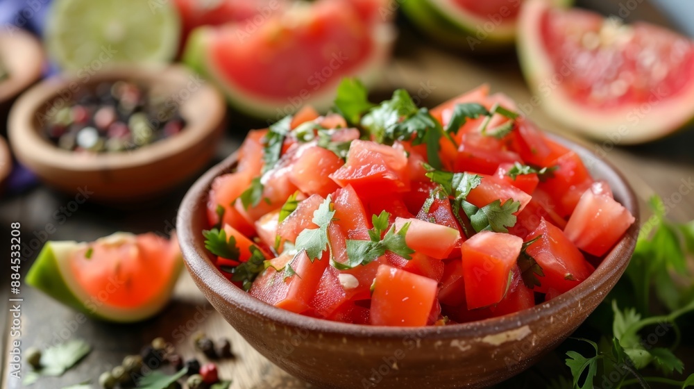 Fresh Tomato Salsa in Rustic Bowl Fresh Tomato Salsa in Rustic Bowl