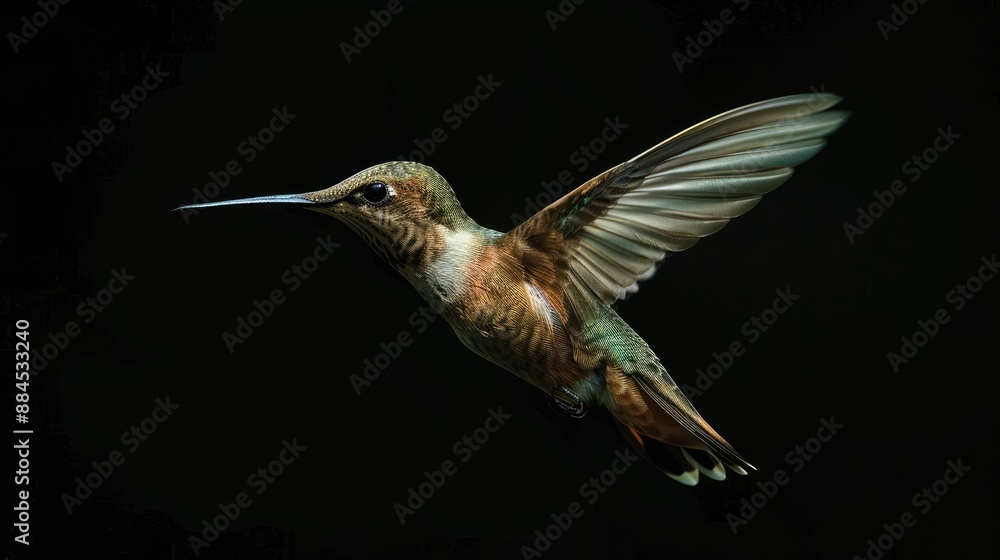 High-speed image of a hummingbird in flight