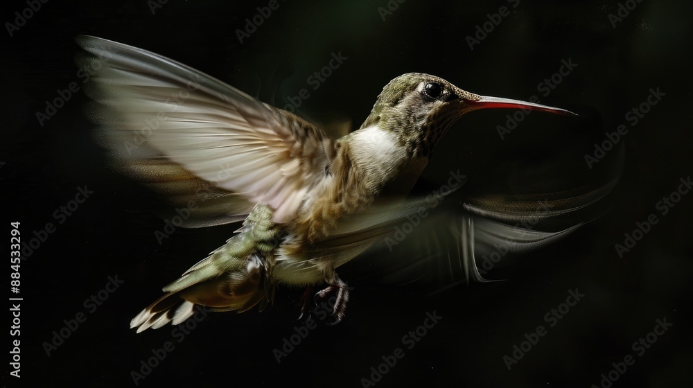 High-speed image of a hummingbird in flight