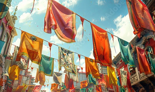 Develop a flag featuring traditional ceremonies, realistic photo